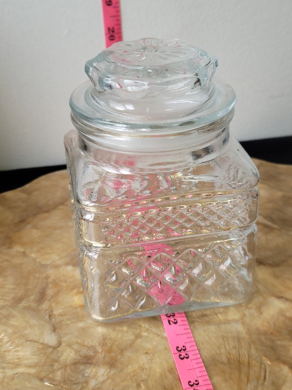 Clear Glass Square Candy Jar with Lid